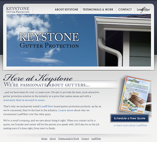 www.keystonegutterprotection.com screen shot