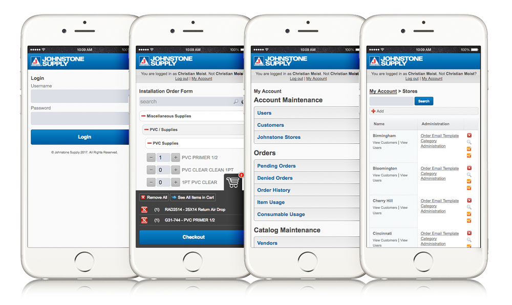 Johnstone Supply Part Stock Mobile Web Application