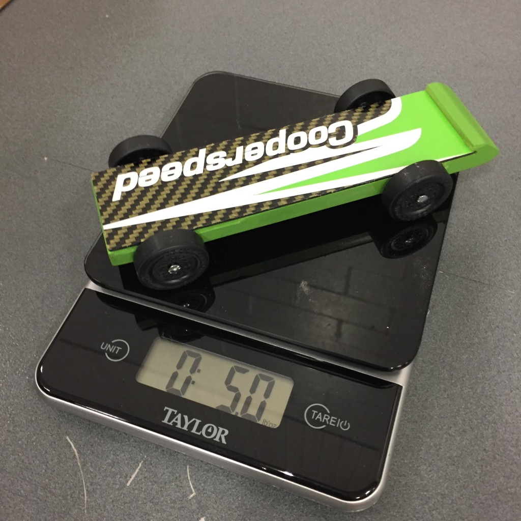 Cooperspeed Pinewood Derby Car at Weigh In